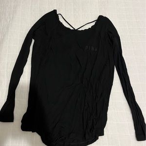Victorias Secret PINK, black long sleeve with open-back crossing, size XS